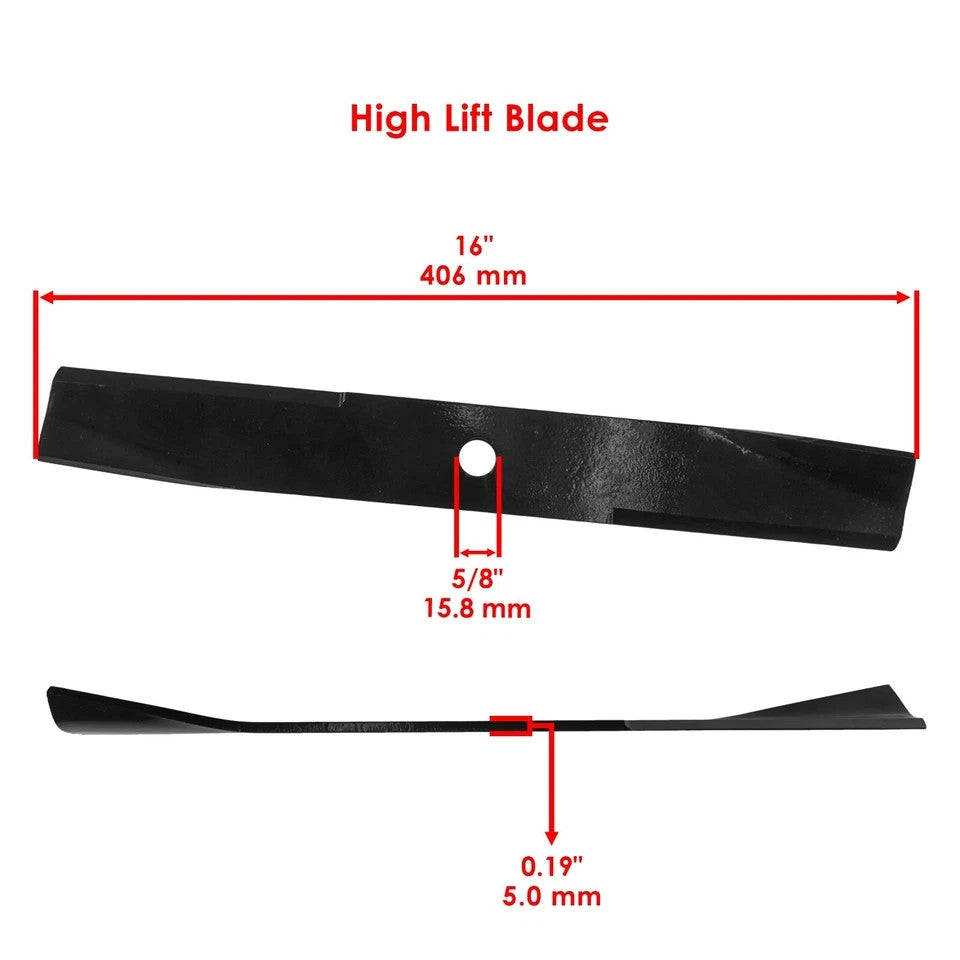 Caltric 16 inch x 11/16" Circle Hole 46" Deck High Lift Blade For John Deere