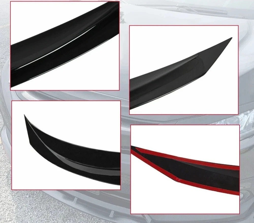 Gloss Black Front Bumper Hood Upper Trim Nose Cover For Honda Civic 2016-2021