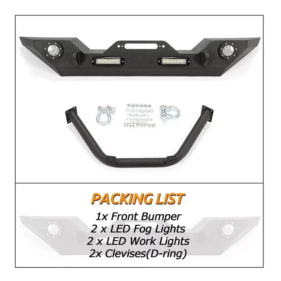 Front Bumper w/LED Lights for Jeep Wrangler JK JL 07-24 2018 Gladiator JT 20-24
