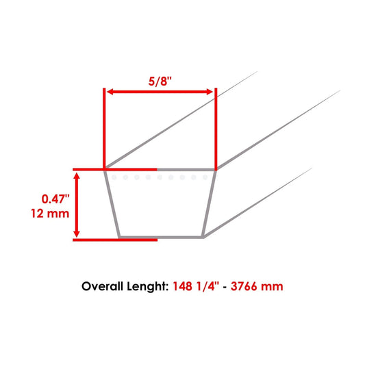 Caltric 754-04329A 954-04329A 954-04329 Aramid Deck Belt for MTD Cub Cadet Mower