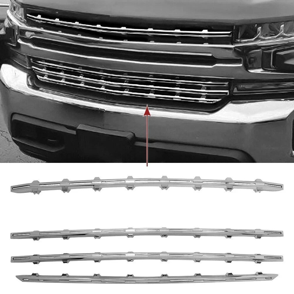 Grill Cover For Chevy Silverado 1500 2019-2022 Snap On Grille Overlay Chrome
