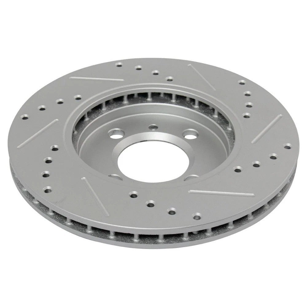 Front Ceramic Brake Pad & Performance Drilled Slotted Coated Rotor New