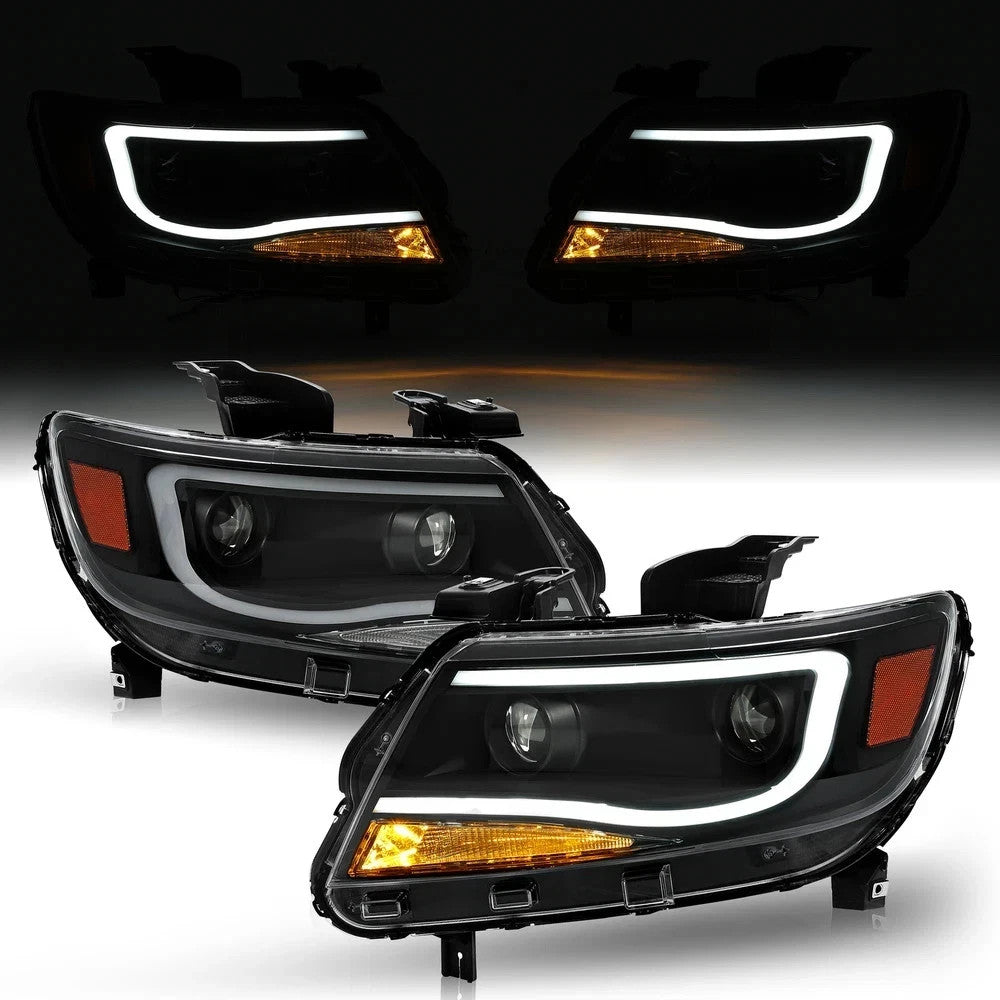 For 2015-2022 Chevy Colorado LED DRL Dual Projector Headlights Headlamps Black