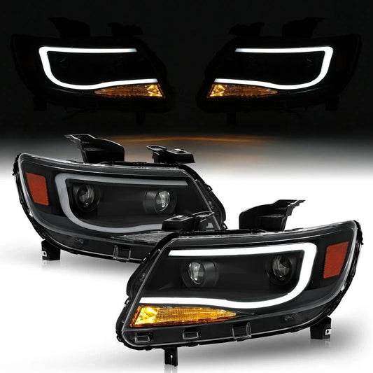 For 2015-2022 Chevy Colorado LED DRL Dual Projector Headlights Headlamps Black