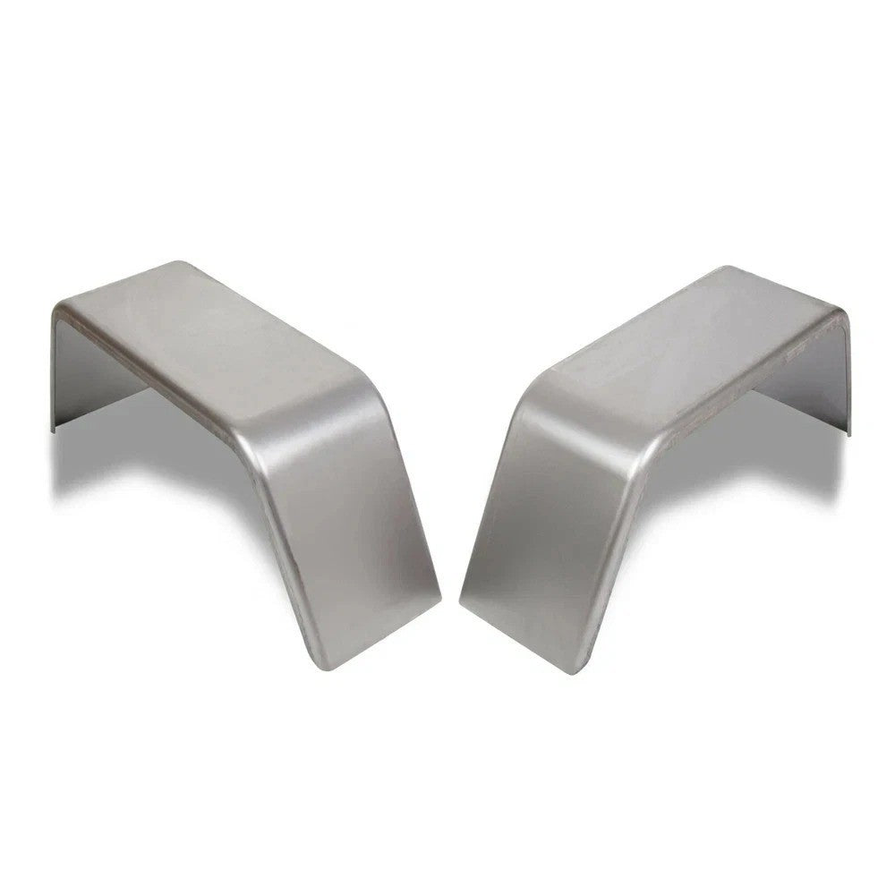 Pair of Square Silver Steel Cargo Single Axle Trailer Fenders (14"-16" wheels)