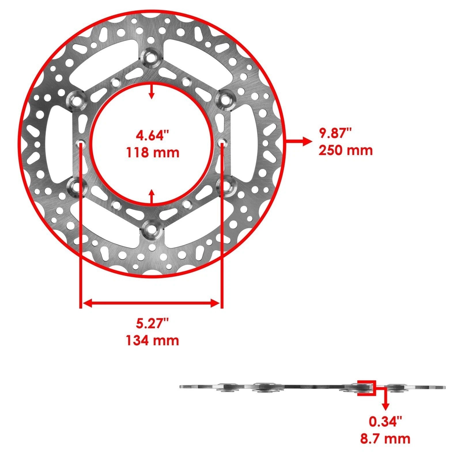 Front Brake Disc for Yamaha YZ250 YZ250F 2002-14 / YZ250X 2016 / YZ250FX 2015-16