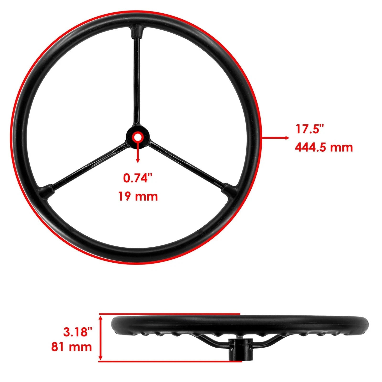 Steering Wheel For Ford New Holland 4610 4630 4830 5000 501 5030 5110 530A 17.5"