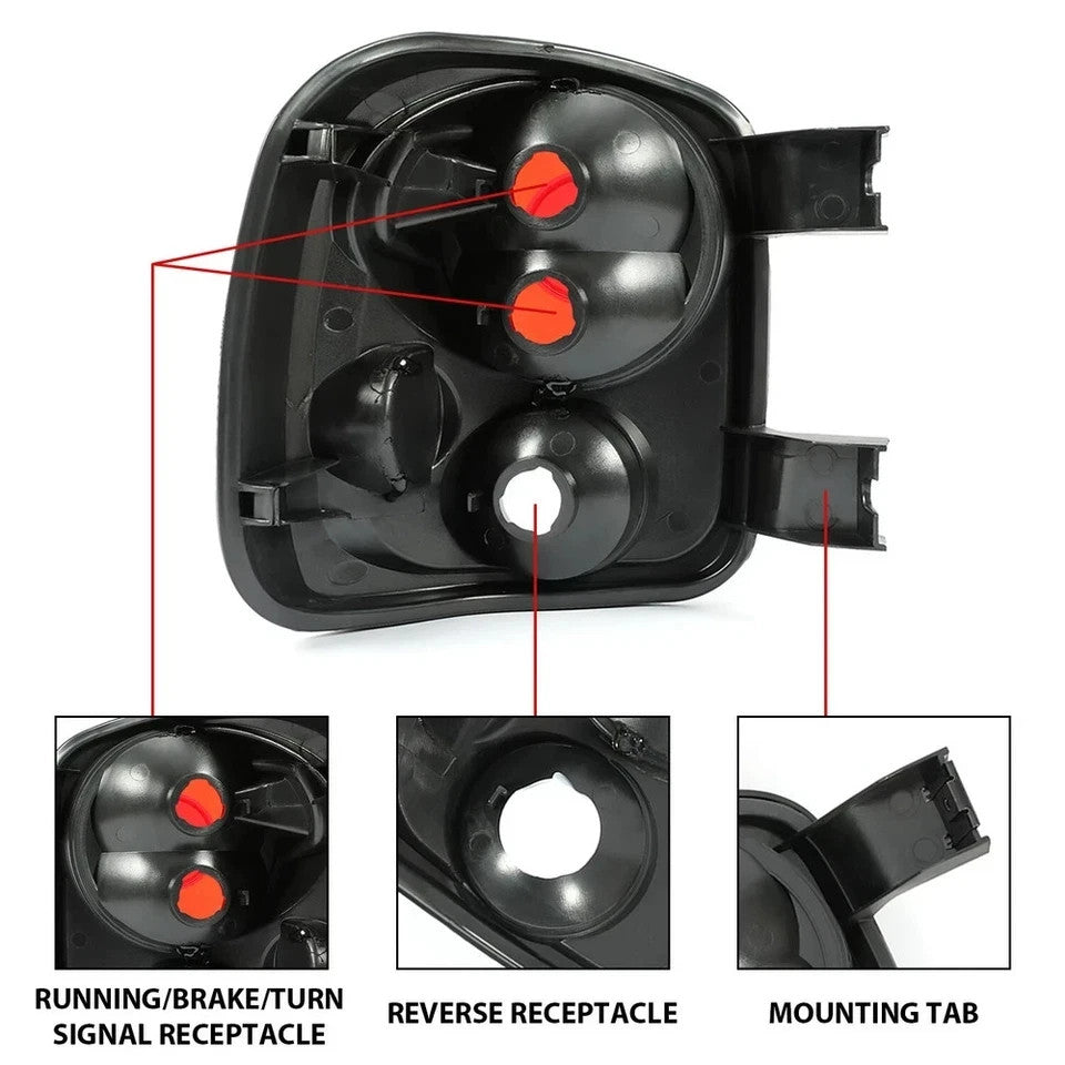 For 99-04 Silverado Sierra Stepside Black Rear Tail Brake Lights Lamp Left+Right