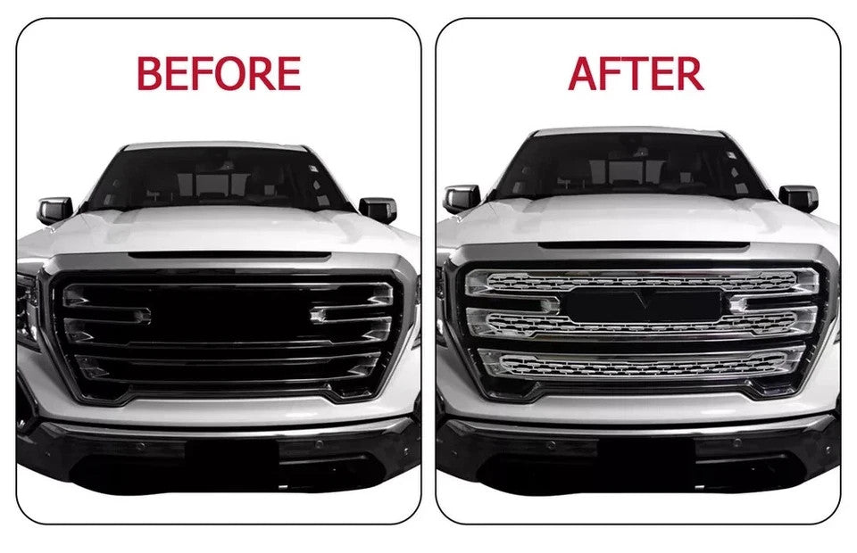 HECASA For GMC Sierra 1500 SLT 2019-2022 Chrome Grille Mesh Insert Grill Overlay