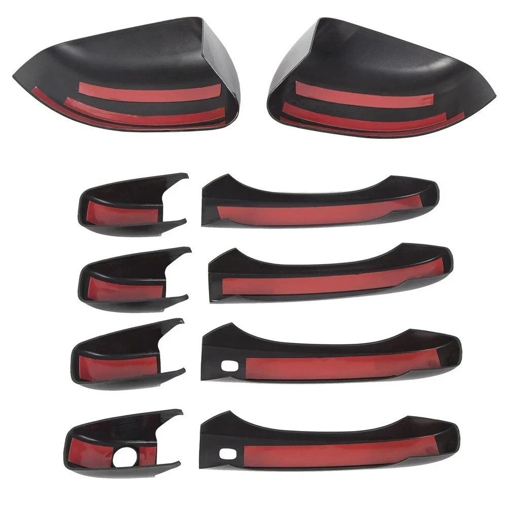 2 Black Mirror Cover +4 Door Handle Covers For Jeep Grand Cherokee Dodge Durango