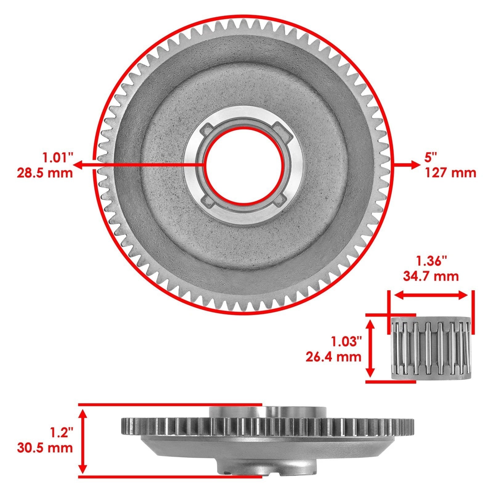 Starter Clutch One Way Bearing Idler Gear for Honda TRX350 Fourtrax 350 1986-87