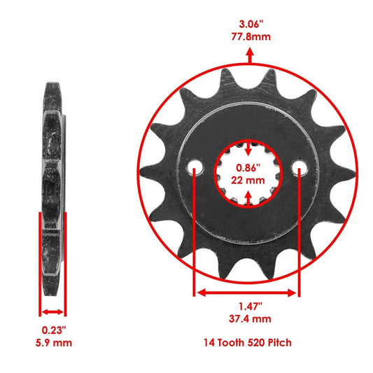 Black Drive Chain And Sprockets Kit for Suzuki LTZ400 Quadsport Z400 2003-2008