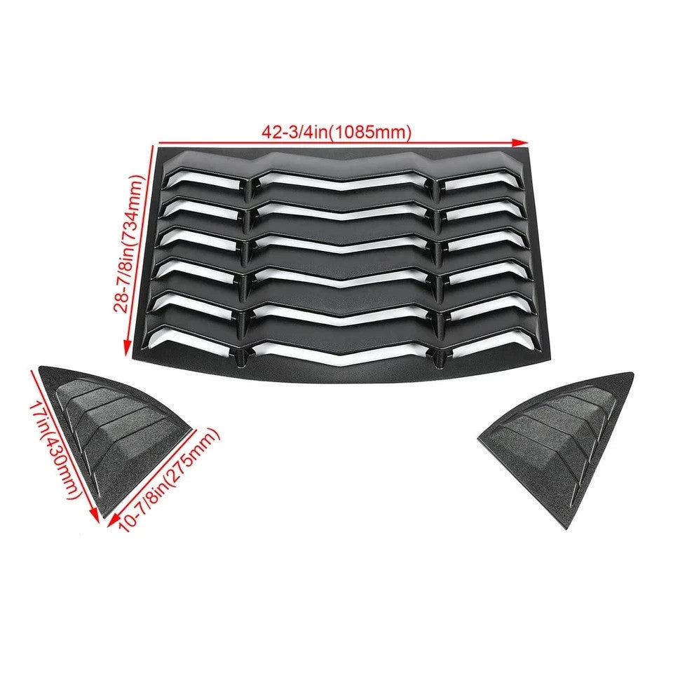 HECASA Rear&Side Window Louvers Cover For 10-15 2011 2012 2013 2014 Chevy Camaro