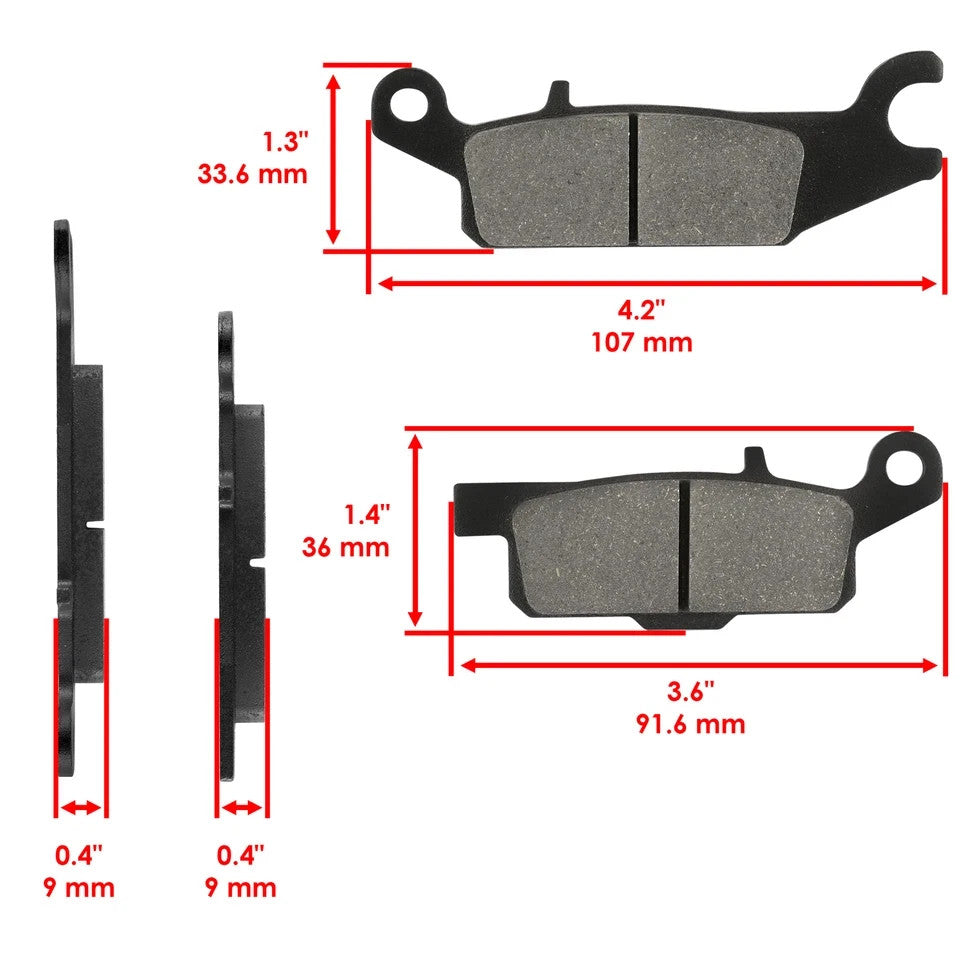 Front Rear Brake Pads for Yamaha Grizzly 550 YFM5FG YFM5FG YFM550 2009-2014