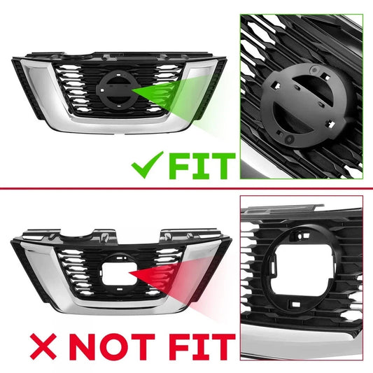 For Nissan Rogue 2017-2020 Front Upper Lower Grille/Grill Trim/Fog Lamp Kit