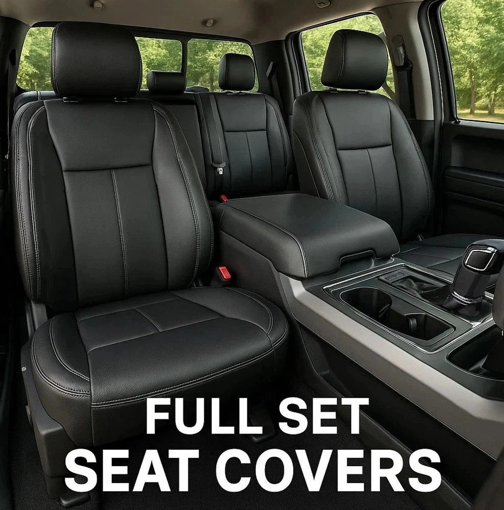 HECASA Full Car Seat Covers Kit For 15-22 Ford F150 Super Crew Cab with Armrest