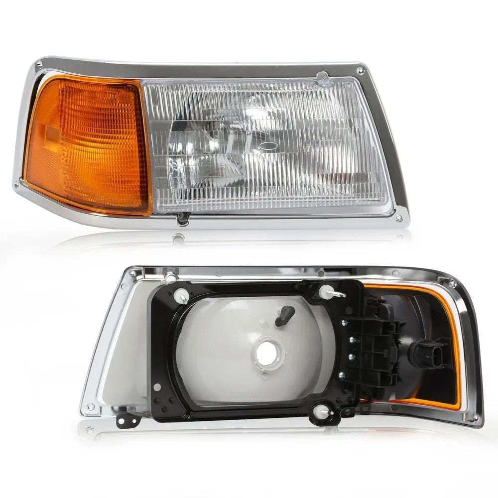Pair Headlight w/Adjusters + Corner Light & Bezel For Peterbilt 375 385 Halogen