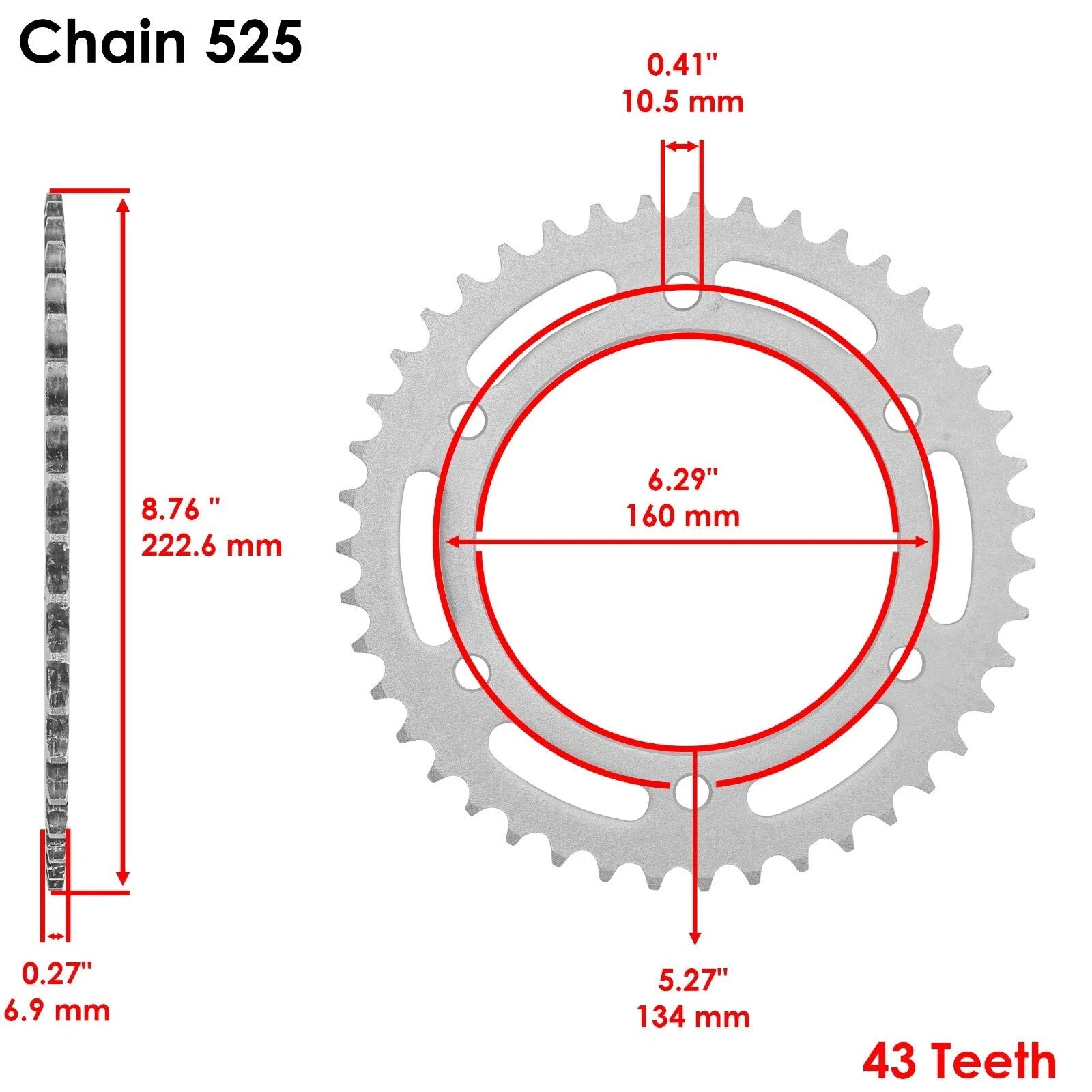 Black Drive Chain And Sprocket Kit for Honda CBR600RR 2003-2006 525-Chain