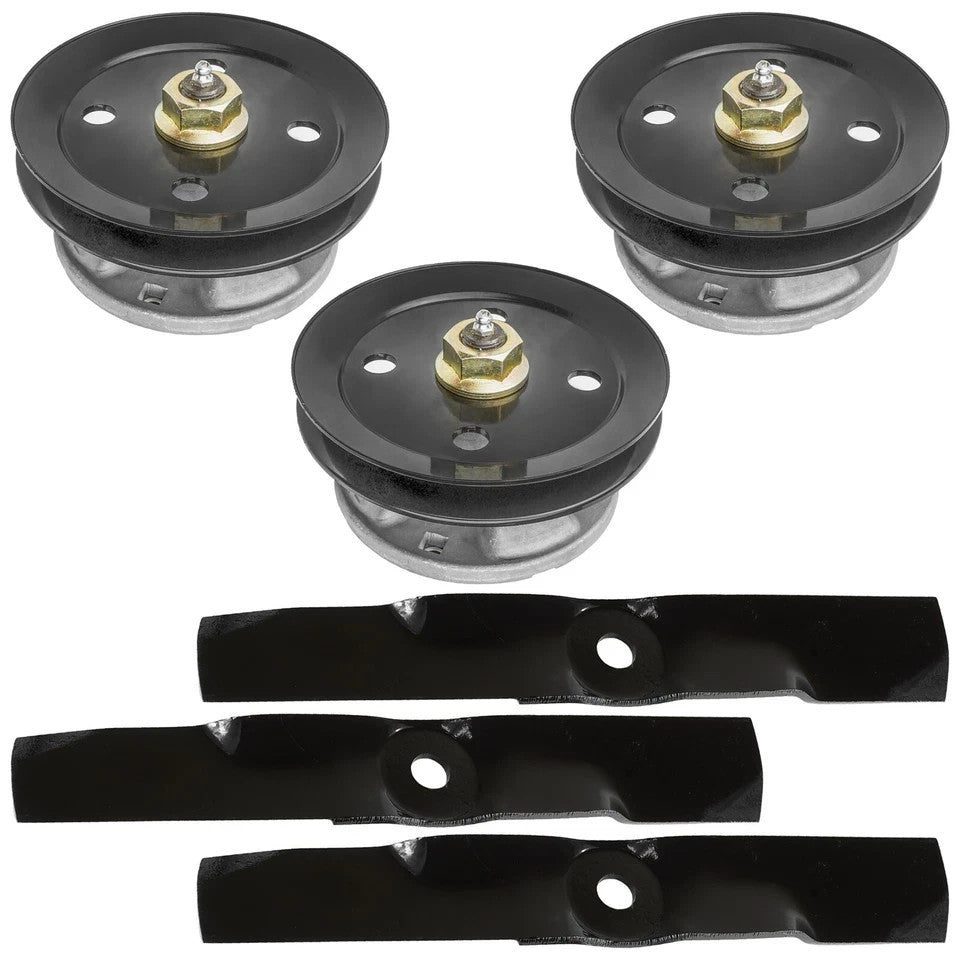 48" Deck Spindle w/Pulley Blade Kit for John Deere GT242 GT262 GT275 LX186 LX188