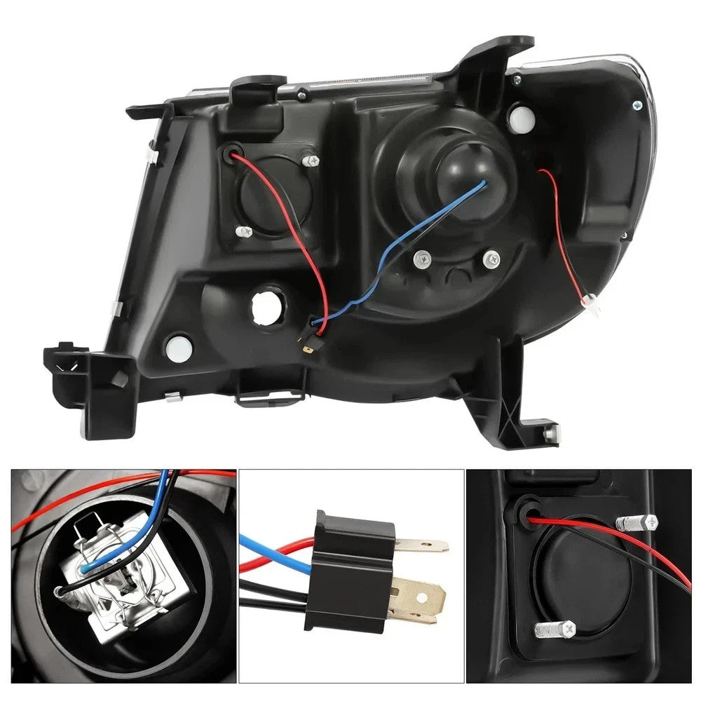 For 2005-2011 Toyota Tacoma LED Tube Black Projector Headlights Right & Left DOT