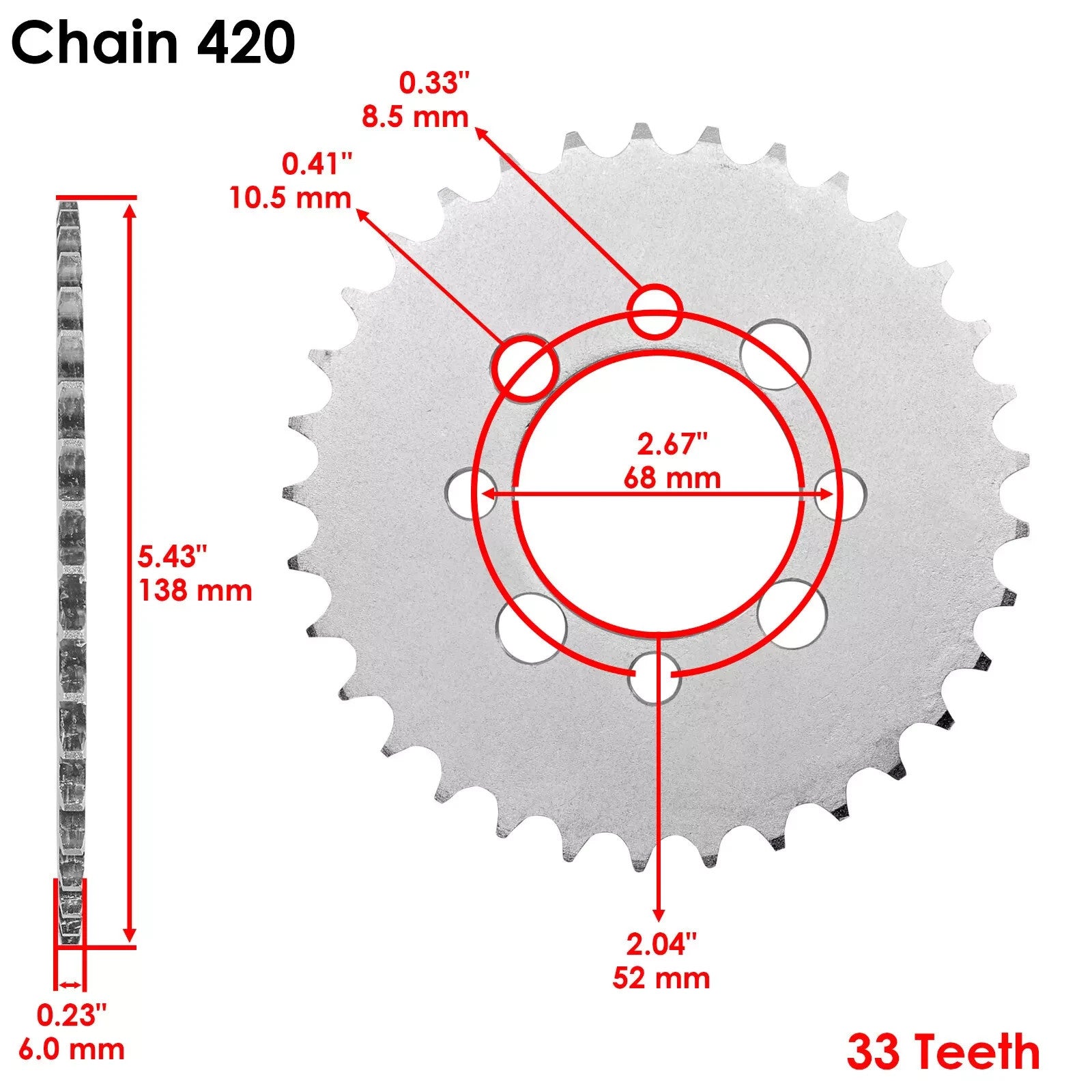 Caltric Drive Chain and Sprockets Kit for Kawasaki KLX110 2002 2003 2004 - 2009