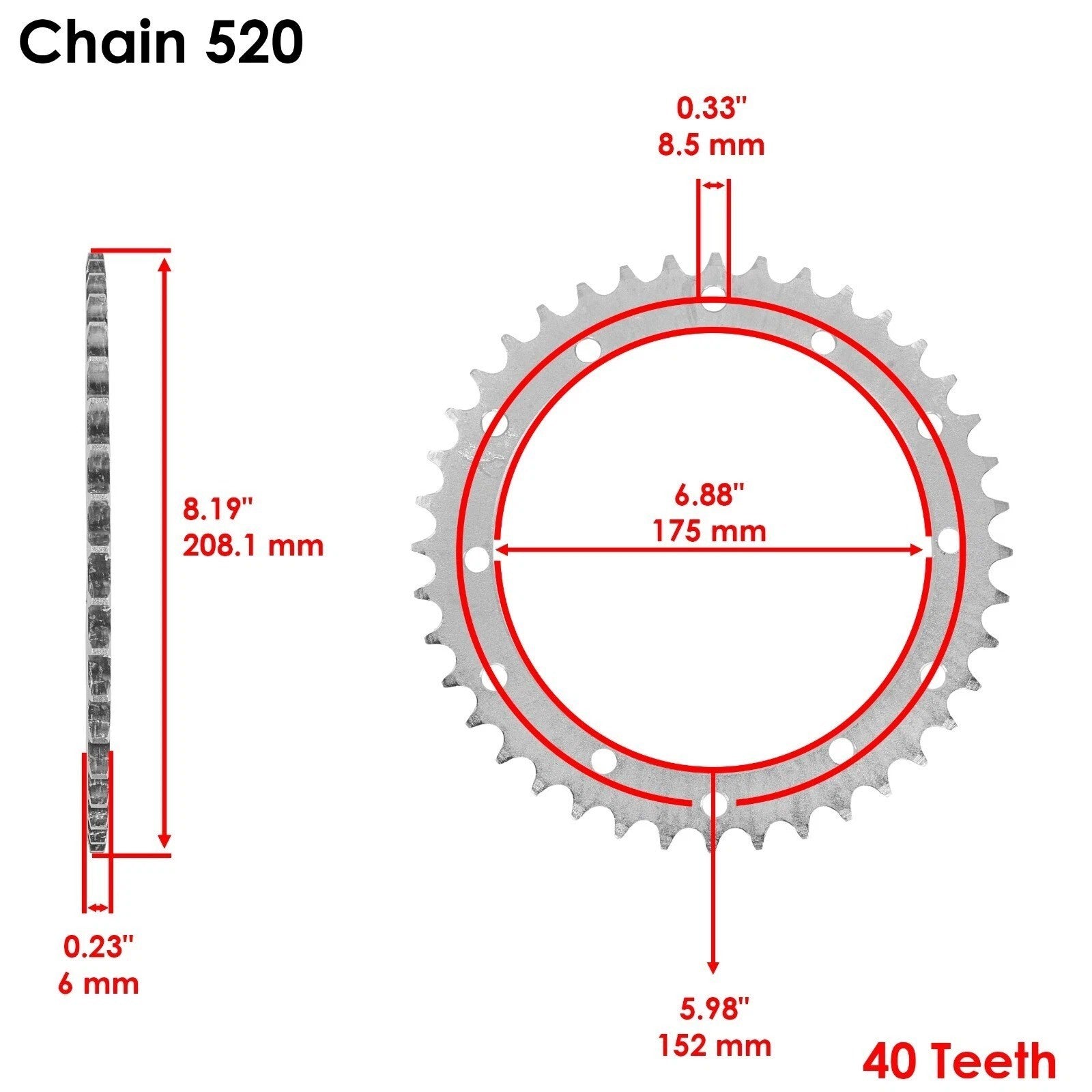Black Drive Chain And Sprockets Kit for Yamaha Blaster 200 YFS200 1988-2006