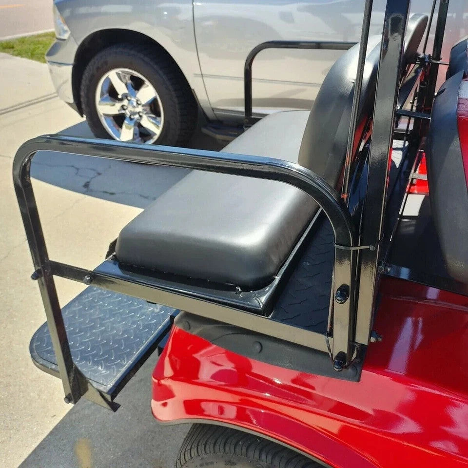Golf Cart Flip Rear Seat Kit Back W/ Roof Supports For Club Car DS 2000-2013