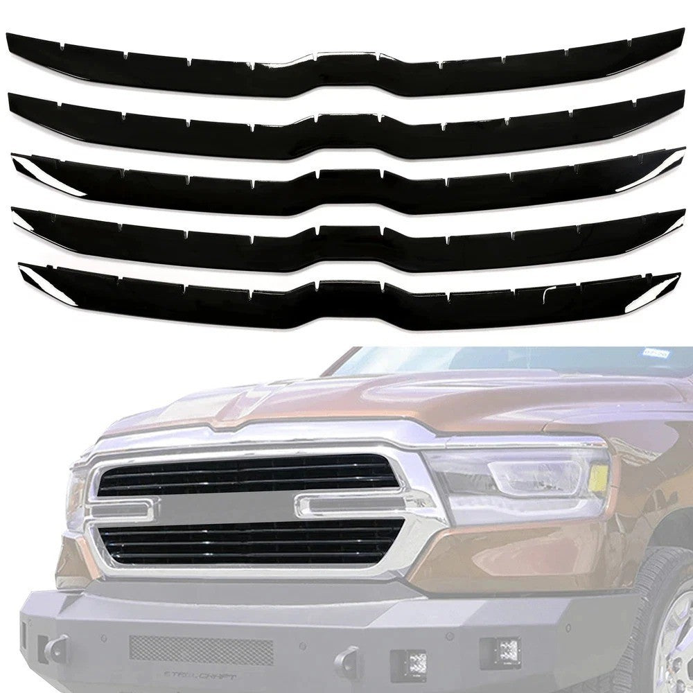 For 2019-2023 Dodge Ram 1500 Grille Cover Insert Grill Overlay Trim Gloss Black