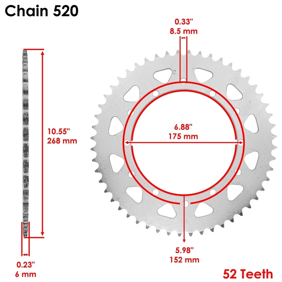 Black Drive Chain And Sprocket Kit for Yamaha Tt500 1976-1981