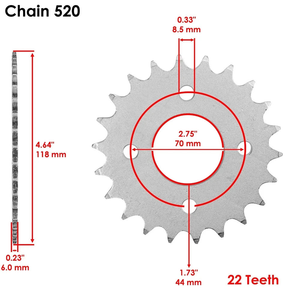 Drive Chain & Sprockets Kit for Suzuki LT80 Quadsport 80 1989 1990-2006 Gold