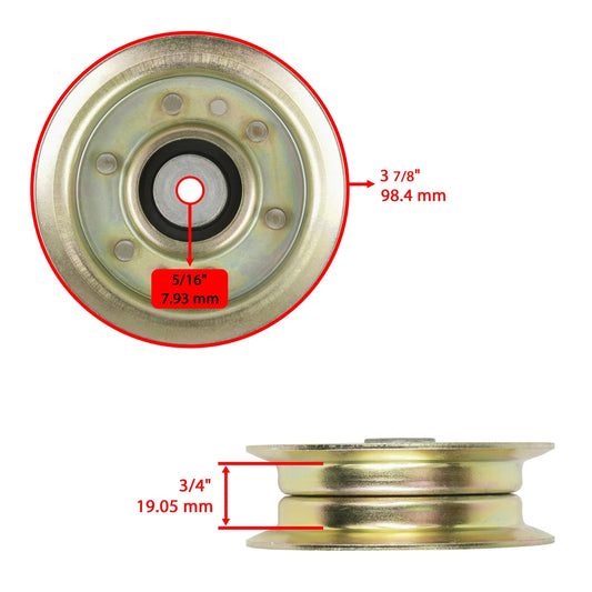 Flat Idler Pulley for John Deere LT133 LT150 LT160 LT170 LT180 38" 42" 48" Deck