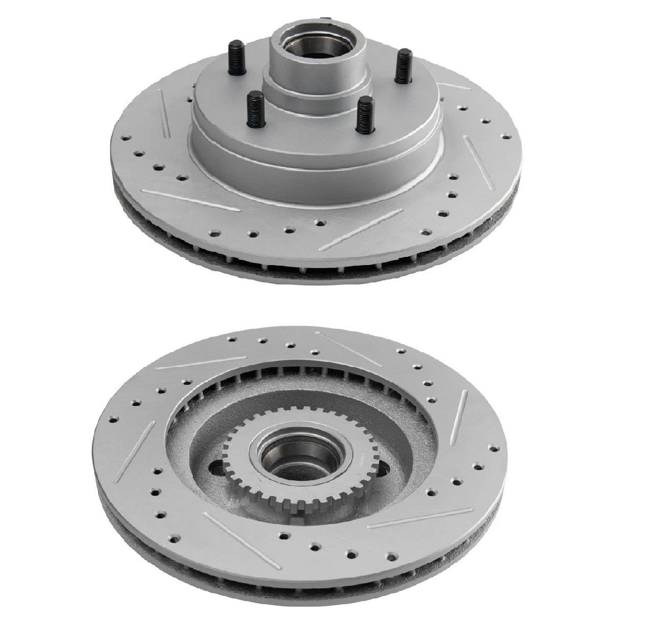 Front Performance Drilled Slotted & Coated Disc Brake Rotor Pair for GM
