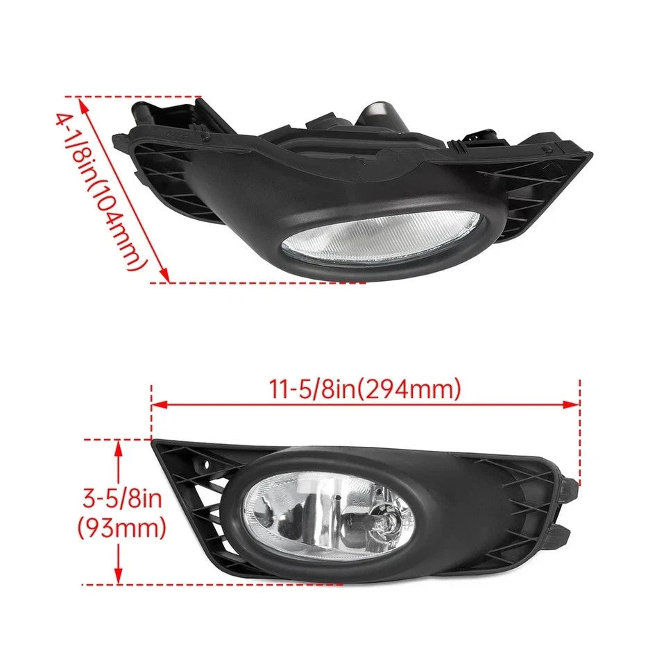 For 2009-2011 Honda Civic 4-Door Sedan Bumper Fog Lights Driving Lamps w/Switch