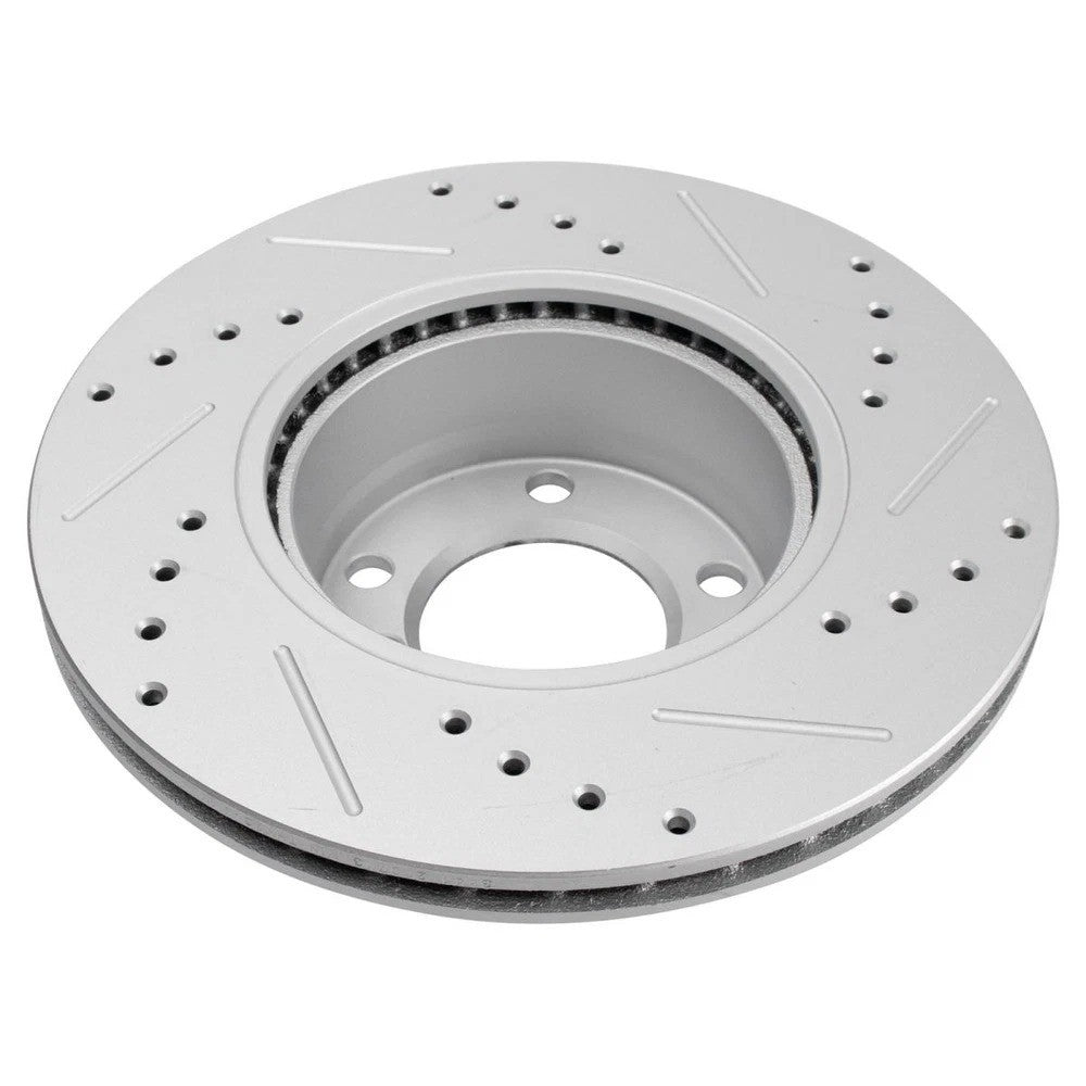 Front Rear Ceramic Brake Pads & Performance Drilled Slotted Rotor Kit