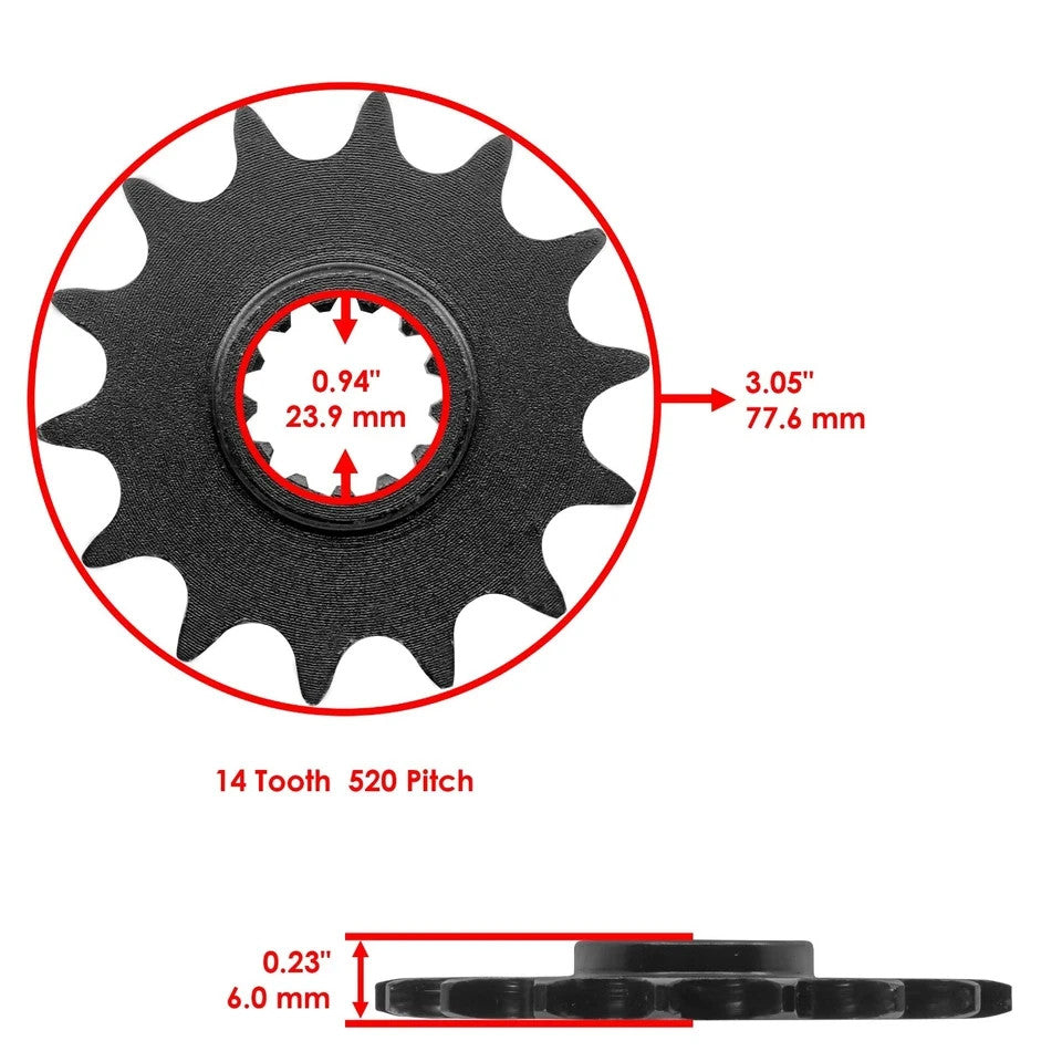 Black Drive Chain And Sprocket Kit for Kawasaki Ninja 250R EX250J 2008-2012