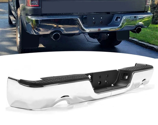 For 2009-2018 Dodge Ram 1500 Chrome Rear Step Bumper W/O Sensor W/ Dual Exhaust
