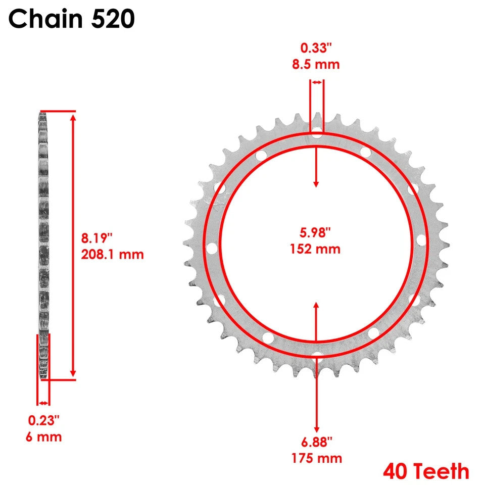 Rear Sprocket for Yamaha Warrior 350 YFM350X 1989 1990 1991 1992 1993 1994-2004 