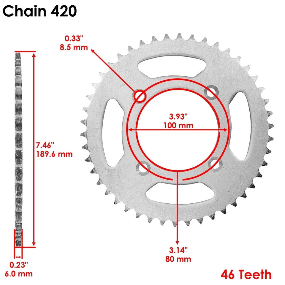 Drive Chain & Sprockets Kit for Honda CRF80F 2004-2013