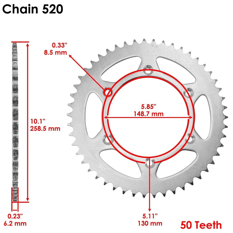Black Drive Chain And Sprocket Kit for Yamaha YZ250 YZ250X 1999-2018