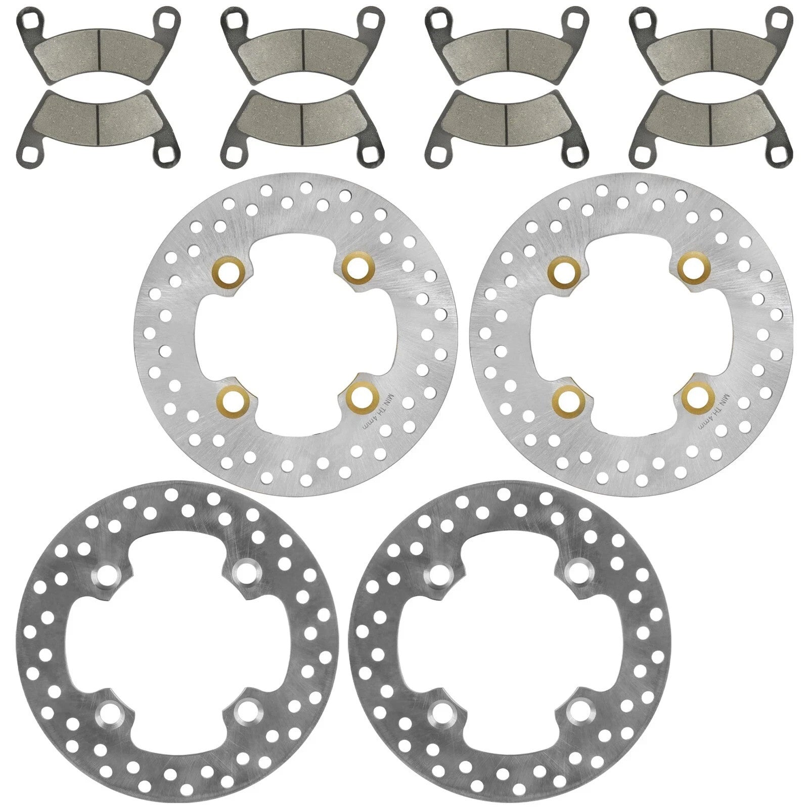 2 Front Rear Brake Disc Rotor W/ Pad for Polaris RZR 4 XP 900/ XP 4 900 2012-13
