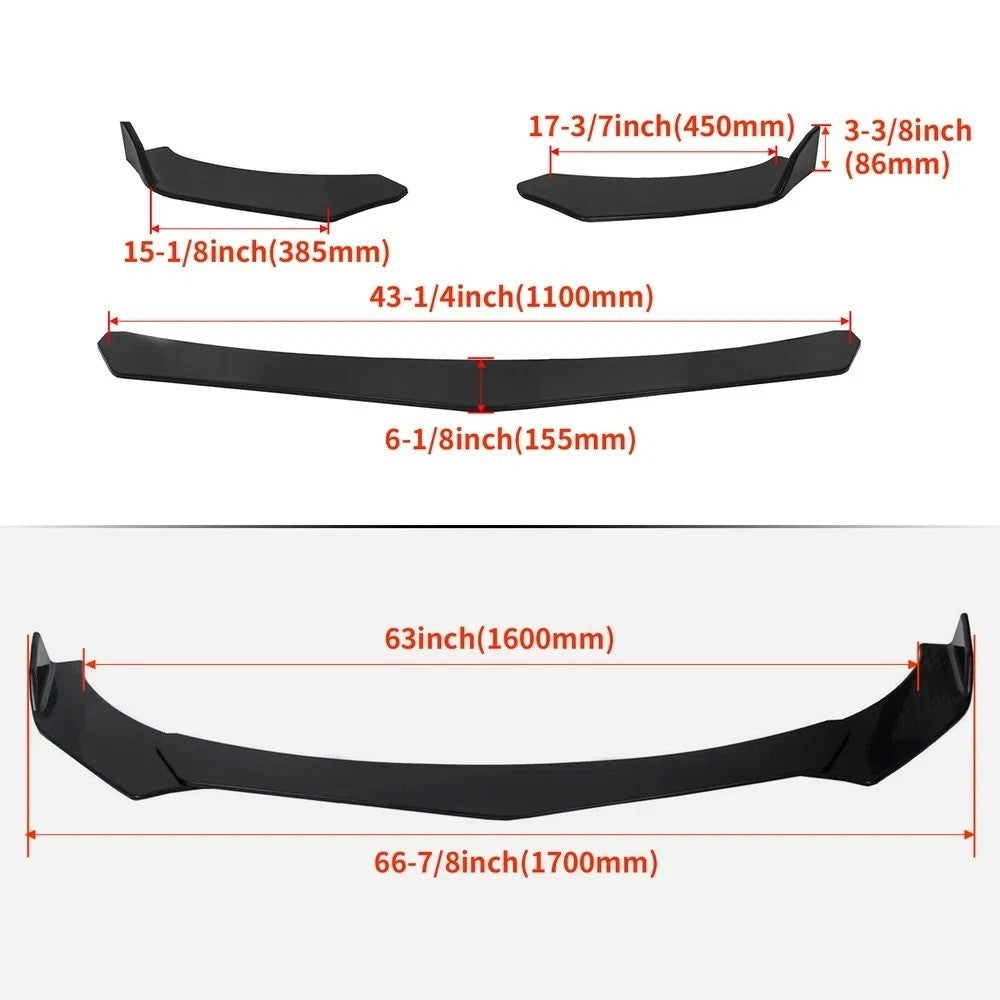 Front Bumper Lip Spoiler Splitter Body Kit Diffuser For 2015-2020 Subaru WRX STI