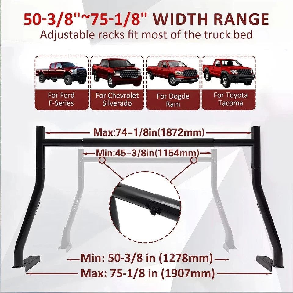 800lbs Adjustable Pickup Truck Bed Ladder Cargo Rack Luggage Carrier For Canoes