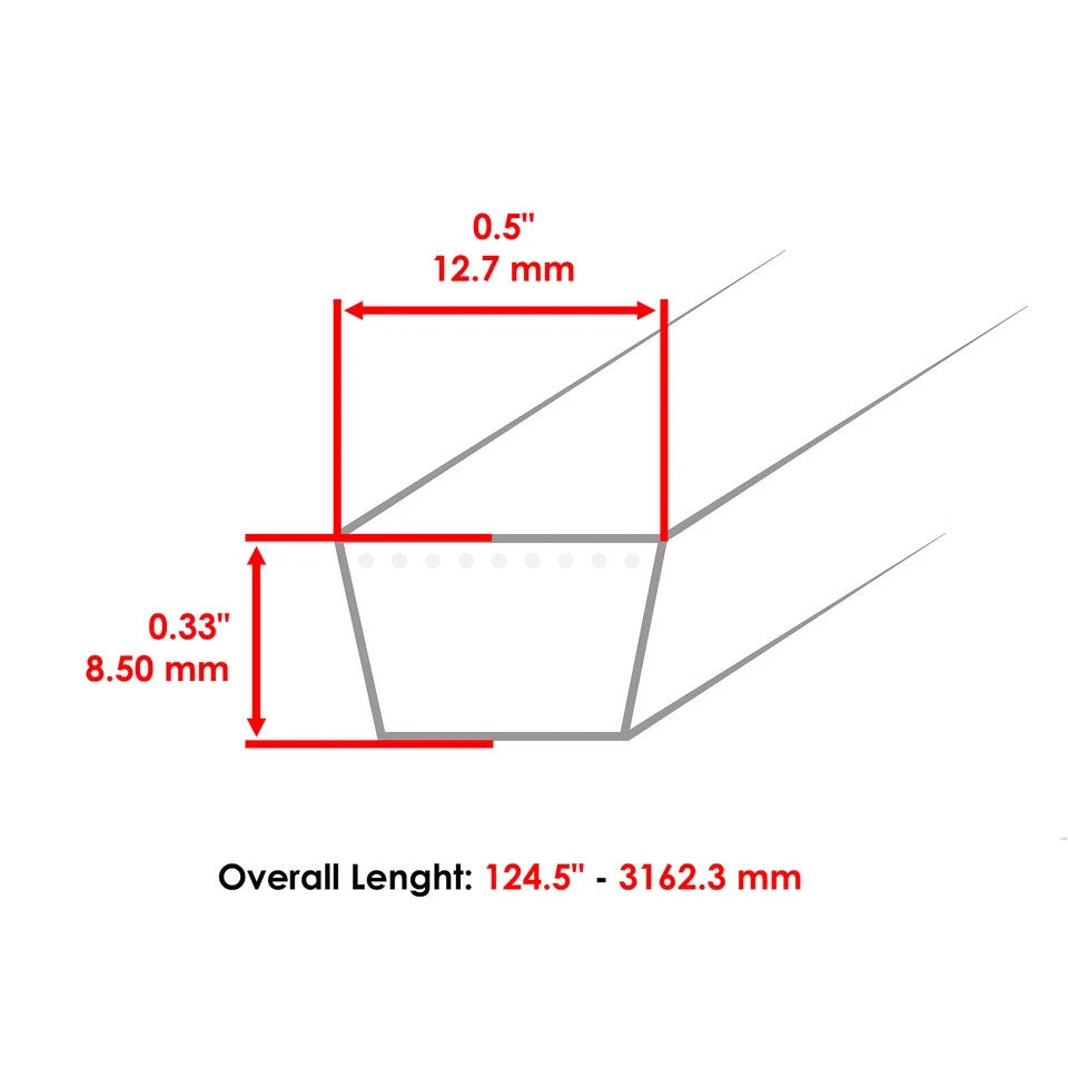 Deck Belt fits Troy Bilt Mustang XP 46 (46") 954-04325 754-04325 (1/2x124 1/2")