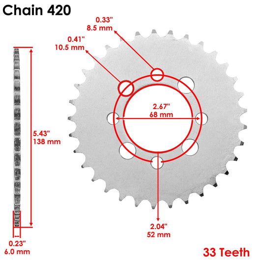 Caltric Drive Chain and Sprockets Kit for Kawasaki KLX110 2002 2003 2004 - 2009