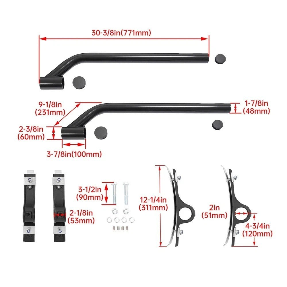 Black For Universal Powder Coated Galvanized Steel Poly Fender Mounting Kit