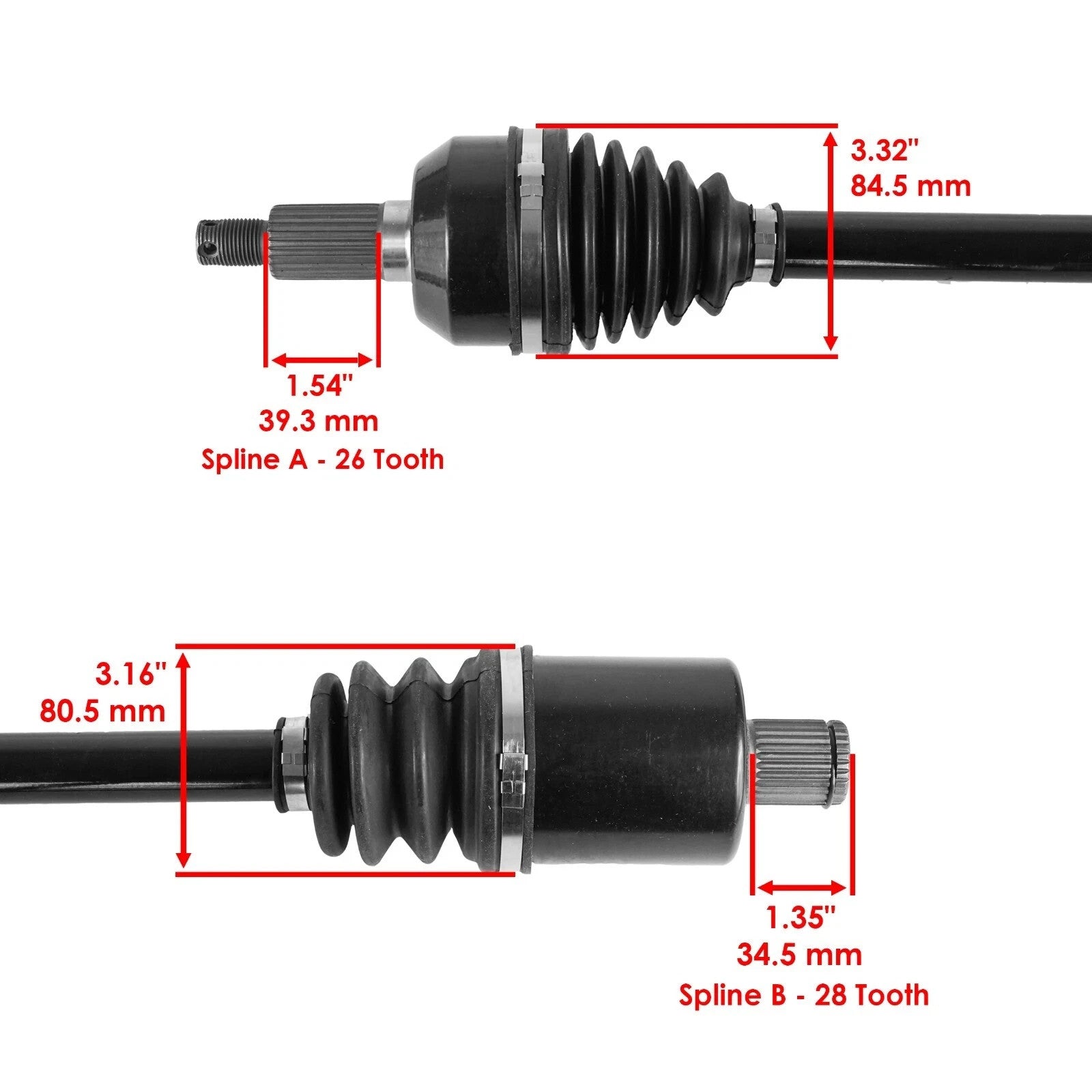 Rear Left & Right Complete CV Joint Axles For Polaris RZR 900 60" 2015-2019