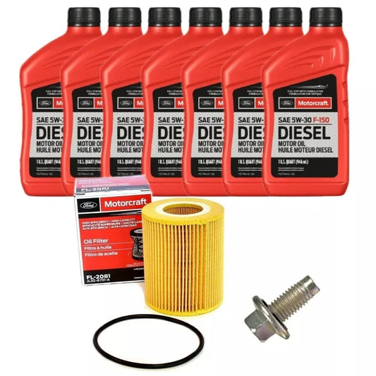 Motorcraft Oil Change Kit W/ New Drain Plug For 18+ Ford F-150 3.0L Powerstroke