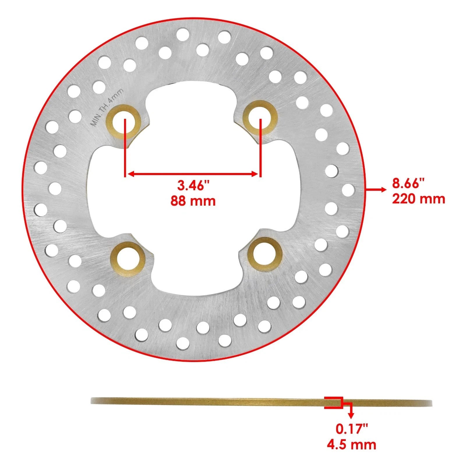 2 Front Rear Brake Disc Rotor W/ Pad for Polaris RZR 4 XP 900/ XP 4 900 2012-13