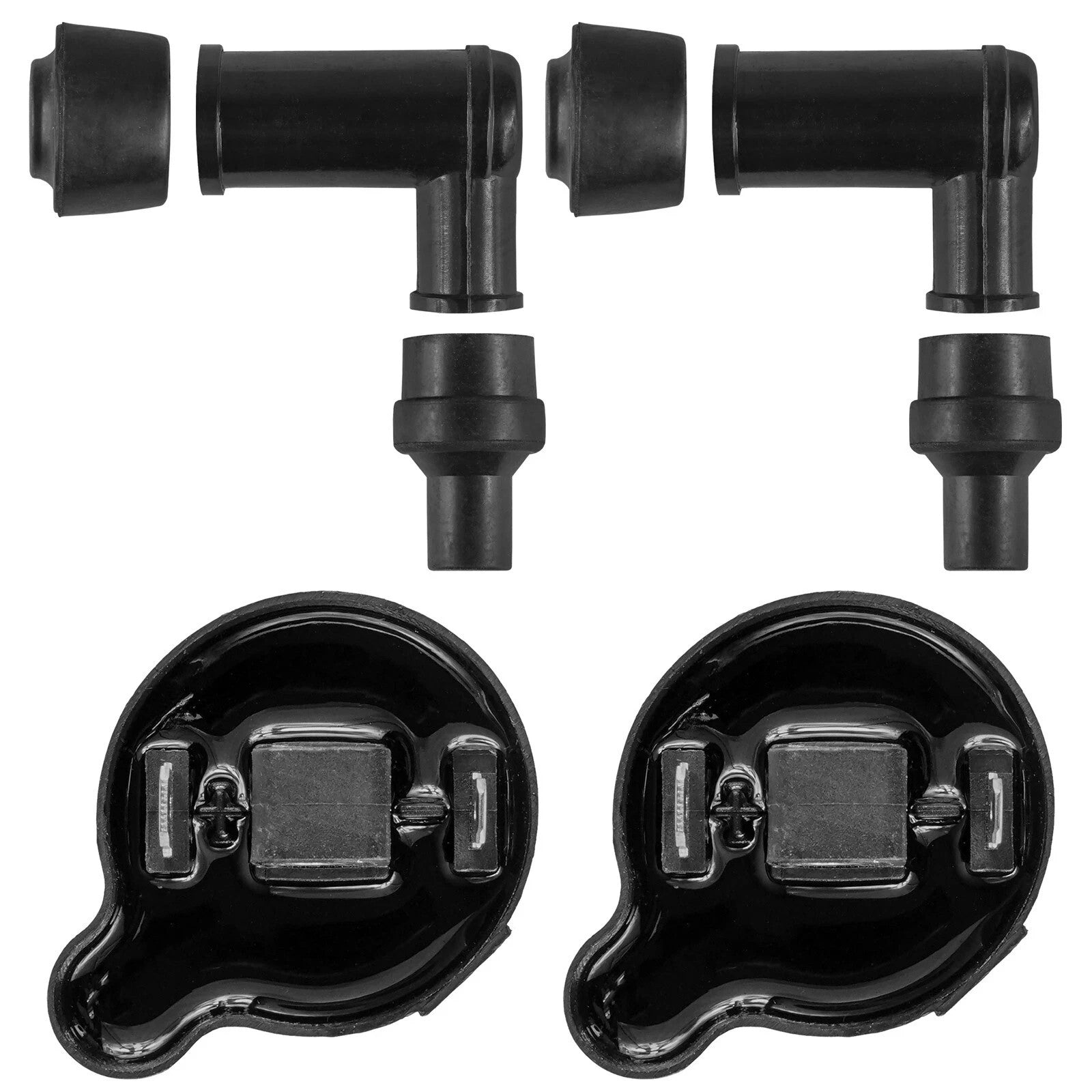 2x Ignition Coil w/ Spark Plug Boot Cap for Kawasaki KAF620 Mule 4000 2009-2021