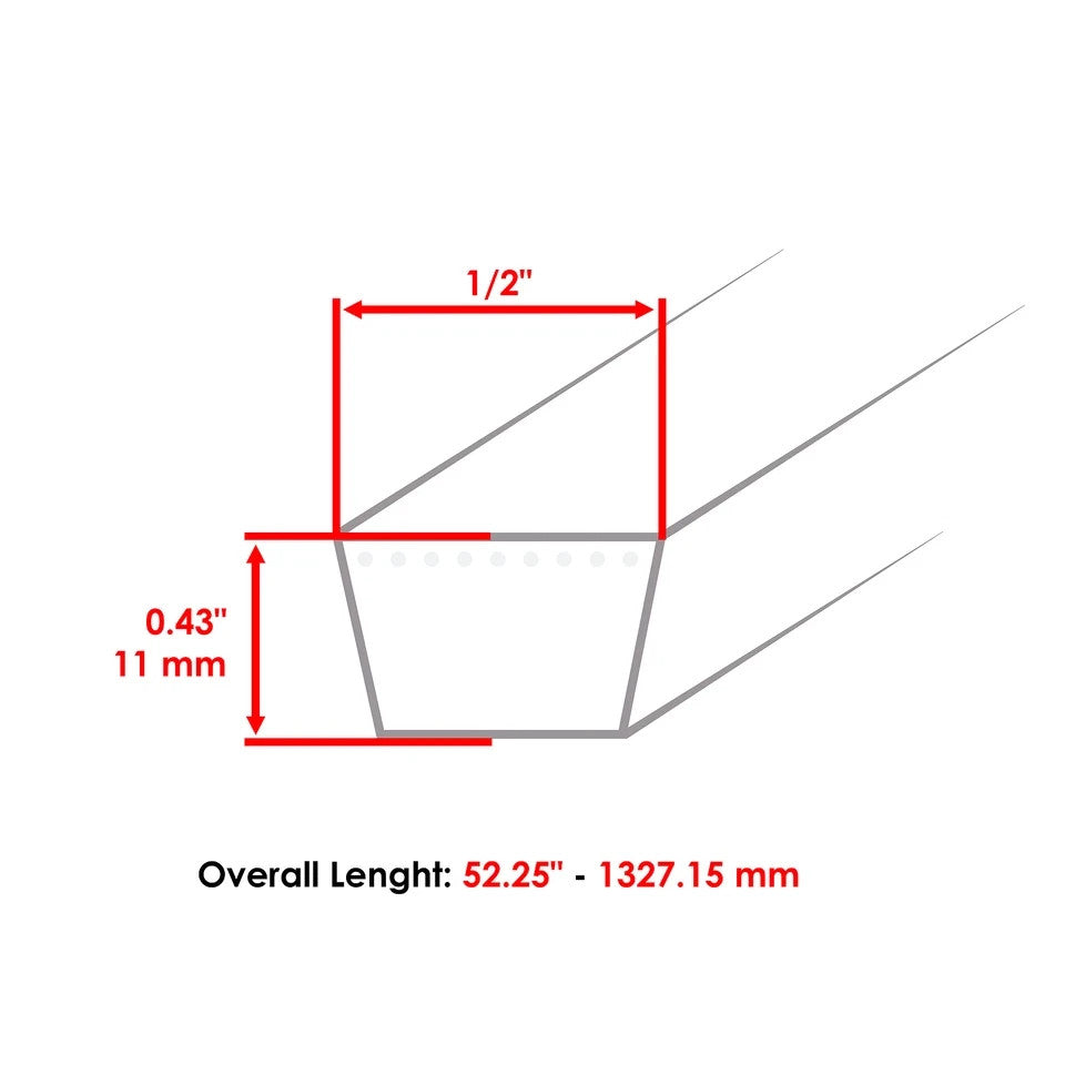 52 1/2 inch 1/2" Thick Drive Pump Belt For Toro 1-653283 1653283 E653283